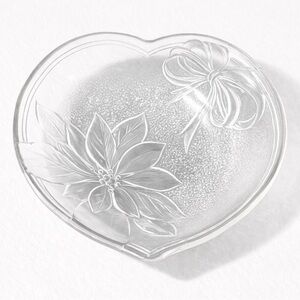 Mikasa Heart-Shaped Glass Dish with poinsettia Design